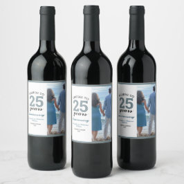 Cheers tot 25 jaar huwelijksfeest Jubileum Wijn Etiket