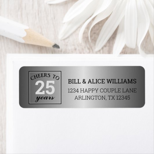 Cheers tot 25 jaar Silver Wedding Jubileum Etiket (Insitu)