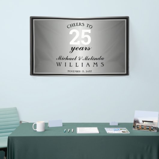 Cheers tot 25 jaar Silver Wedding Jubileum Spandoek (Beurs)