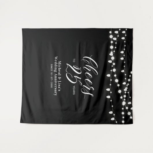 Cheers tot 25 jaar zwart en wit 25e Jubileum Wandkleed (Voorkant (horizontaal))