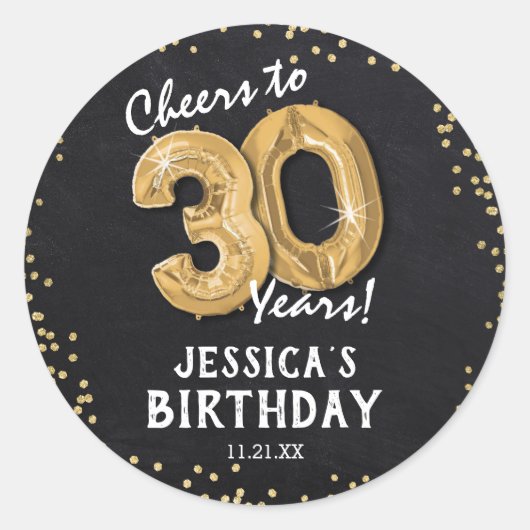 Cheers tot 30 jaar! 30e verjaardag ronde sticker (Voorkant)