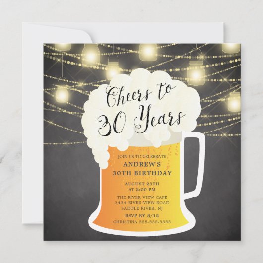Cheers tot 30 jaar 30th Birthday Uitnodiging (Voorkant)