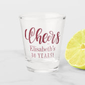 Cheers tot 30 jaar gepersonaliseerde verjaardag shot glas (Voorkant)
