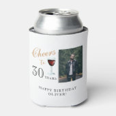 Cheers tot 30 jaar Rode wijn 30e verjaardag Foto Blikjeskoeler (Blikje Voorkant)