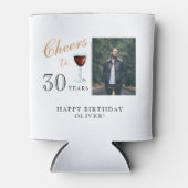 Cheers tot 30 jaar Rode wijn 30e verjaardag Foto Blikjeskoeler (Voorkant)