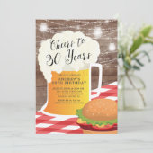 Cheers tot 30 jaar uitnodiging op verjaardag (Staand voorkant)