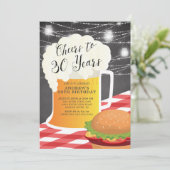 Cheers tot 30 jaar uitnodiging op verjaardag (Staand voorkant)
