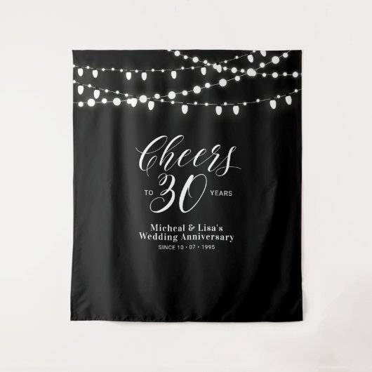 Cheers tot 30 jaar zwart en wit 30e Jubileum Wandkleed (Voorkant)