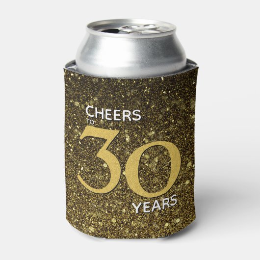 Cheers tot 30 jaar zwart goud 30e verjaardag blikjeskoeler (Blikje Voorkant)
