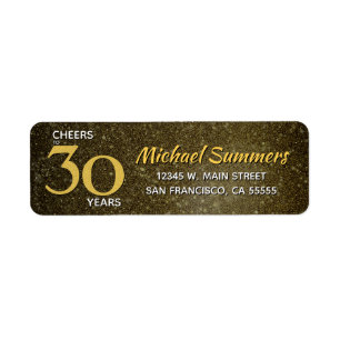 Cheers tot 30 jaar zwart goud 30e verjaardag etiket