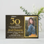 Cheers tot 30 jaar zwart goud 30e verjaardag kaart (Staand voorkant)
