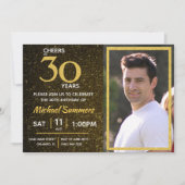 Cheers tot 30 jaar zwart goud 30e verjaardag kaart (Voorkant)