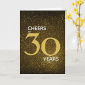 Cheers tot 30 jaar zwart goud 30e verjaardag kaart (Gele Bloem)