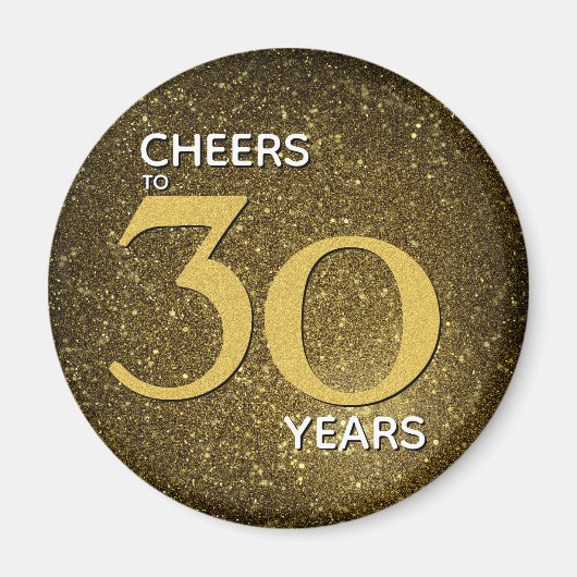 Cheers tot 30 jaar zwart goud 30e verjaardag magneet (Voorkant)