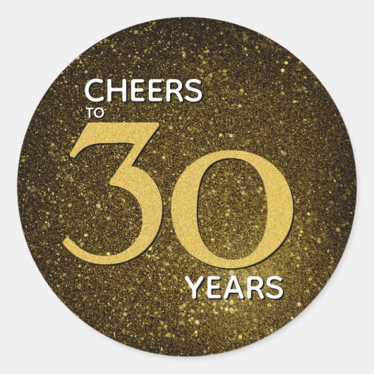 Cheers tot 30 jaar zwart goud 30e verjaardag ronde sticker (Voorkant)