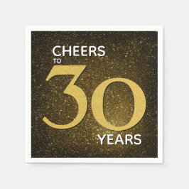 Cheers tot 30 jaar zwart goud 30e verjaardag servet