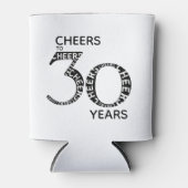 Cheers tot 30 jaar zwart White 30th Birthday Blikjeskoeler (Voorkant)