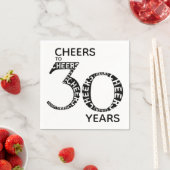 Cheers tot 30 jaar zwart White 30th Birthday Servet (Insitu)