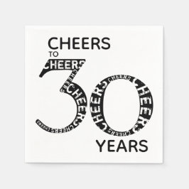 Cheers tot 30 jaar zwart White 30th Birthday Servet
