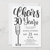 Cheers tot 30 jaar zwart-wit verjaardagsfeest kaart (Voorkant)