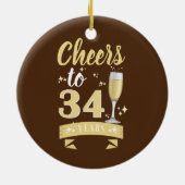 Cheers tot 34 jaar Jubileum met champagne-bruiloft Keramisch Ornament (Achterkant)