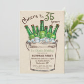 Cheers tot 35 jaar uitnodiging (Staand voorkant)