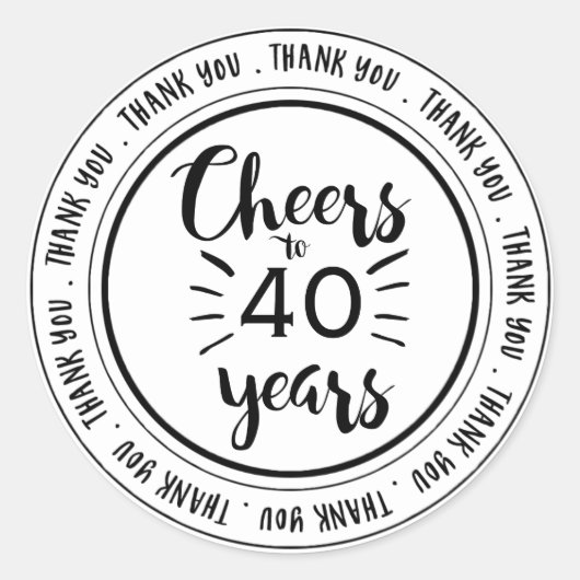 Cheers tot 40 jaar - 40e verjaardag Dank je Ronde Sticker (Voorkant)