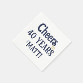Cheers tot 40 jaar Birthday Blue en Gold Napkin Servet (Hoek)