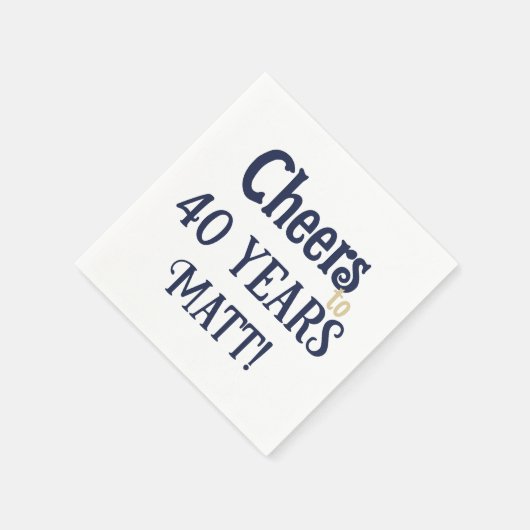 Cheers tot 40 jaar Birthday Blue en Gold Napkin Servet (Hoek)