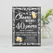 Cheers tot 40 jaar Birthday Chalk BBQ Uitnodiging (Staand voorkant)
