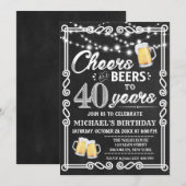 Cheers tot 40 jaar Birthday Chalk BBQ Uitnodiging (Voorkant / Achterkant)