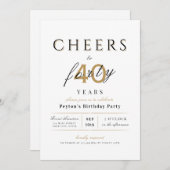 Cheers tot 40 jaar elegante moderne schoolverjaard kaart (Voorkant / Achterkant)