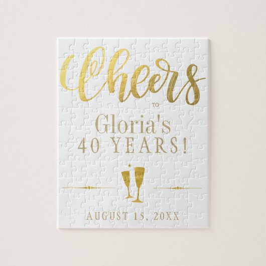Cheers tot 40 jaar gepersonaliseerd verjaardagscad legpuzzel (Verticaal)