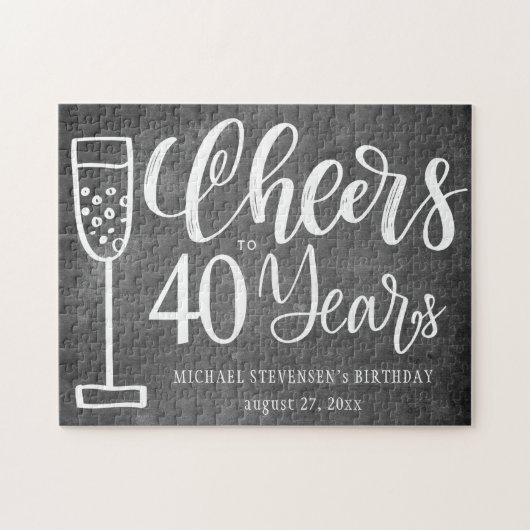 Cheers tot 40 jaar krijtbordverjaardagscadeau legpuzzel (Horizontaal)