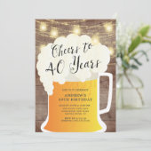 Cheers tot 40 jaar uitnodiging op verjaardag (Staand voorkant)