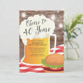 Cheers tot 40 jaar uitnodiging op verjaardag (Staand voorkant)