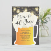 Cheers tot 40 jaar uitnodiging op verjaardag (Staand voorkant)