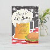 Cheers tot 40 jaar uitnodiging op verjaardag (Staand voorkant)