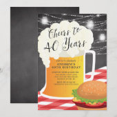 Cheers tot 40 jaar uitnodiging op verjaardag (Voorkant / Achterkant)