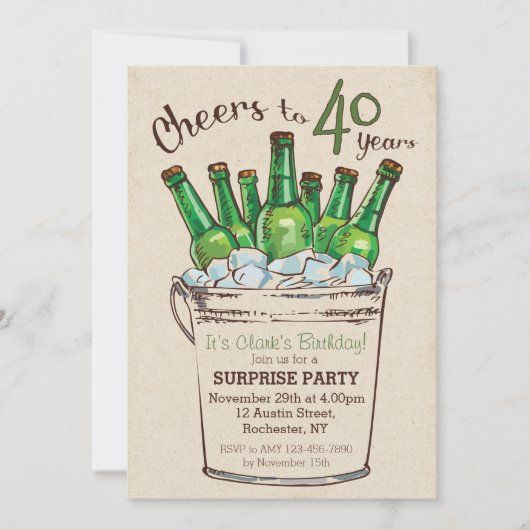 Cheers tot 40 jaar uitnodiging op zaterdag (Voorkant)