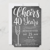 Cheers tot 40 jaar zwart-wit verjaardagsfeest kaart (Voorkant)