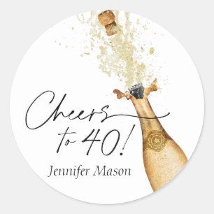 Cheers tot 40e verjaardag Champagne Ronde Sticker