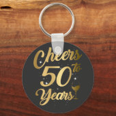 Cheers tot 50 jaar 50-jarige Button van de Birthda Sleutelhanger (Voorkant)