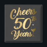 Cheers tot 50 jaar 50e geboorte party Square Magneet<br><div class="desc">Cheers tot 50 jaar 50th Birthday Team Dinking Family Design Gift Square Magnet Classic Collectie.</div>