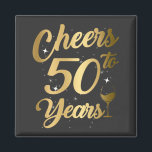 Cheers tot 50 jaar 50e geboorte party Square Magneet<br><div class="desc">Cheers tot 50 jaar 50th Birthday Team Dinking Family Design Gift Square Magnet Classic Collectie.</div>