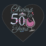 Cheers tot 50 jaar 50e geboortedag van de partij hart sticker<br><div class="desc">Cheers tot 50 jaar 50e verjaardag Team Dinking Family Design Classic Collectie Classic Heart Sticker.</div>