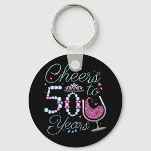 Cheers tot 50 jaar 50e verjaardag Button Keyc Sleutelhanger