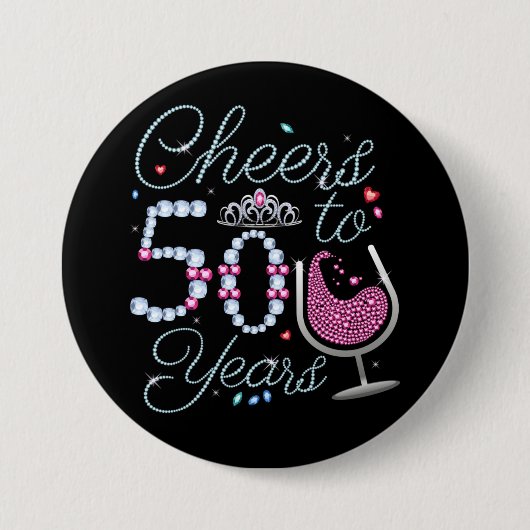 Cheers tot 50 jaar 50e verjaardag Ronde Butto Button 7,6 Cm (Voorkant)