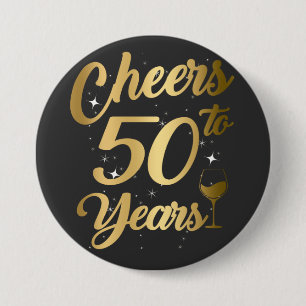 Cheers tot 50 jaar 50e verjaardag ronde button 7,6 cm