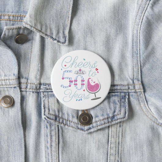 Cheers tot 50 jaar 50e verjaardag ronde button 7,6 cm (In situ)